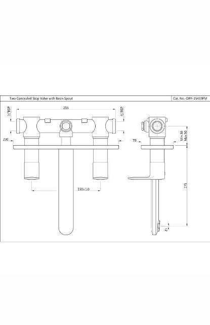 Two Concealed Stop Cocks With Basin Spout Model Opp Acr Pm