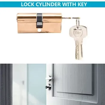 YALE 70MM CYLINDER WITH BOTHSIDE KEYS, PVD RG WITH DIMPLED KEY YALE | Model: 70 MM DC PRG DK-S