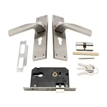 PLAZA 8 CYS BURLIN MORTISE HANDLE + LOCK + CYLINDER BOTH SIDE KEY IN CPS FINISH