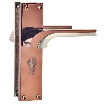 PLAZA 8 CYS BELLA MORTISE HANDLE + LOCK + CYLINDER BOTH SIDE KEY IN ROSE GOLD FINISH PLAZA | Model: 7623