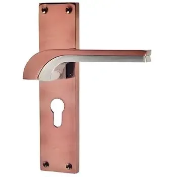 PLAZA 8 CYS BELLA MORTISE HANDLE + LOCK + CYLINDER BOTH SIDE KEY IN ROSE GOLD FINISH PLAZA | Model: 7623