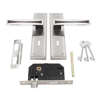 PLAZA NEXA KY :- 8 NEXA MORTISE HANDLE + LEVER LOCK IN STAINLESS STEEL FINISH LEVER HANDLES PLAZA | Model: 7608