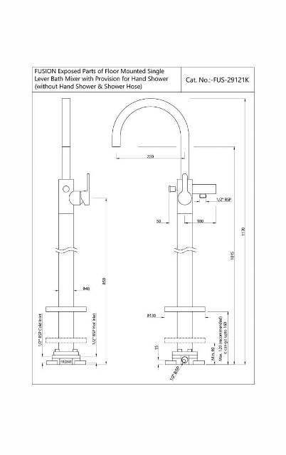 Exposed Parts Of Floor Mounted Single Lever Bath Mixer | Model : FUS-CHR-29121K