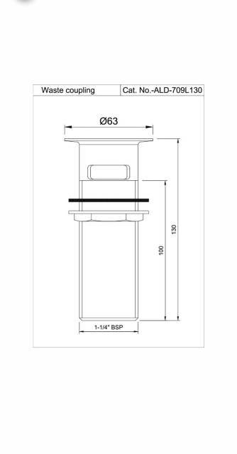 Waste Coupling 130mm Height | Model : ALD-GRF-709L130