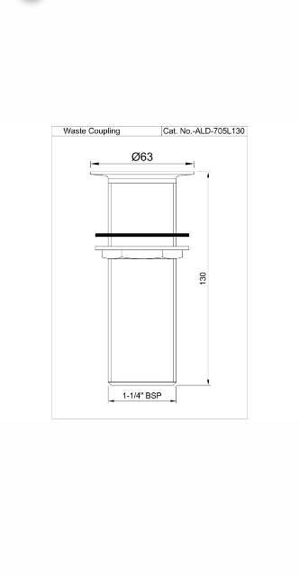 Waste Coupling 130mm Height | Model : ALD-GRF-705L130