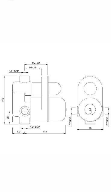 Concealed Body For Single Lever High Flow Diverter | Model : ALD-CHR-079N