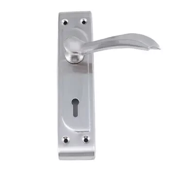 PLAZA STAR KY :- 7 STAR MORTISE HANDLE ON PLATE WITH LEVER LOCK IN STAINLESS STEEL FINISH LEVER HANDLES PLAZA | Model: 8316
