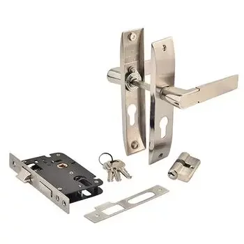 PLAZA PRIED S1 60MM :- 8 PRIED MORTISE HANDLE + MORTISE LOCK & 60MM CYLINDER BOTH SIDE KE LEVER HANDLES PLAZA | Model: 8310