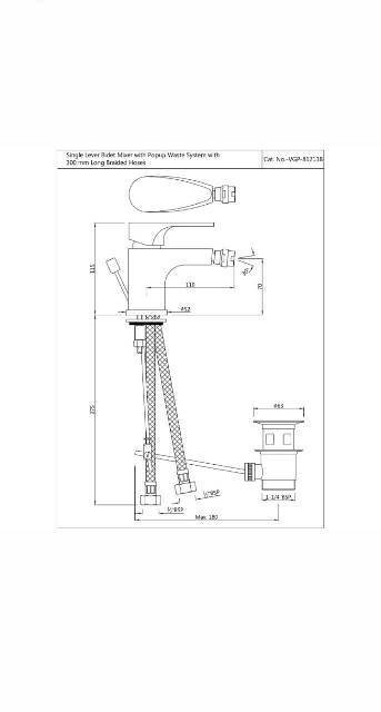 Single Lever 1-Hole Bidet Mixer | Model : VGP-CHR-81213B