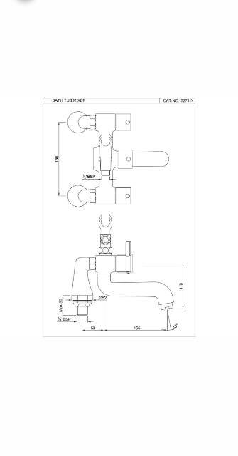 Bath Tub Mixer (Exposed Adjustable) | Model : FLR-CHR-5271N