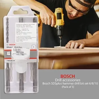 BOSCH 3 PC HAMMER DRILL BIT SET (6,8,10MM) BOSCH | Model: 2.608.579.118