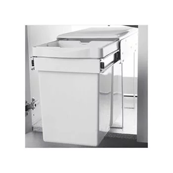 INOX PULL OUT WASTE BIN PLASTIC DOUBLE WITH TELE SLIDE (450 MM) INOX Model: G3.01.101