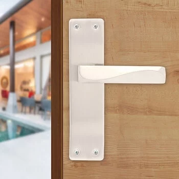 PLAZA FORTE BABY LATCH: 8 FORTE MORTISE HANDLE + BABY LATCH IN STAINLESS STEEL FINISH LEVER HANDLES PLAZA Model: 8420