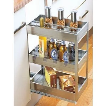 INOX BOTTLE PULL OUT SATIN BPO 300MM 2 BASKETS INOX Model: S5.02.101