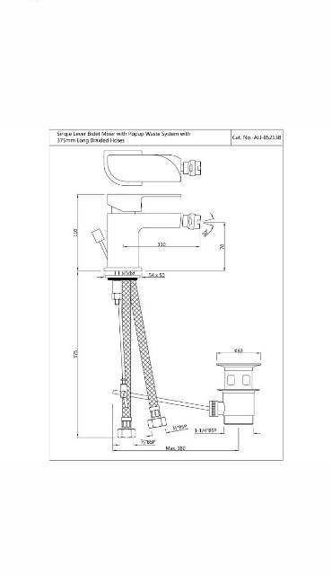 Single Lever 1-Hole Bidet Mixer With Popup Waste | Model : ALI-ABR-85213B