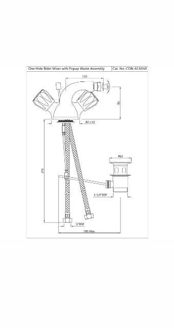 1-Hole Bidet Mixer With Popup Waste System | Model : CON-CHR-613KNB