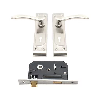 PLAZA STAR KY 7 STAR MORTISE HANDLE ON PLATE WITH LEVER LOCK IN STAINLESS STEEL FINISH LEVER HANDLES PLAZA Model: 8316