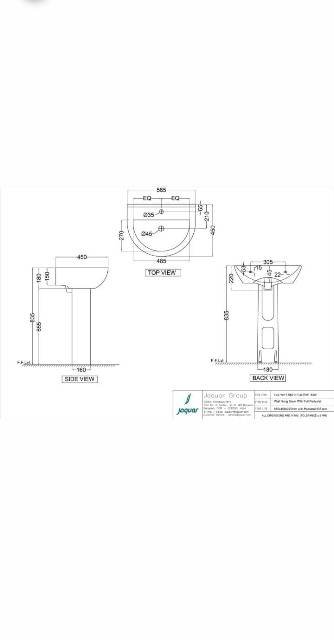 Wall Hung Basin With Full Pedestal | Model : FLS-WHT-5801 + FLS-WHT-5301