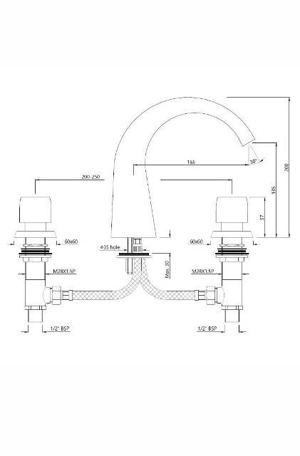 3-Hole Basin Mixer | Model : ARC-BCH-87189