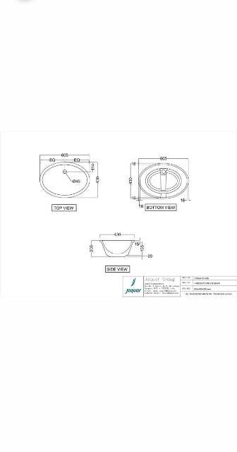 Under Counter Basin Oval Shape | Model : CNS-WHT-705