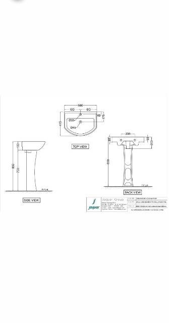 Wall Hung Basin With Full Pedestal | Model : CNS-WHT-801 + CNS-WHT-301