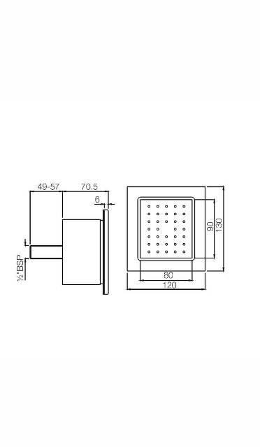 Body Shower 130*120mm Rectangular Shape | Model : BSH-GDS-1771