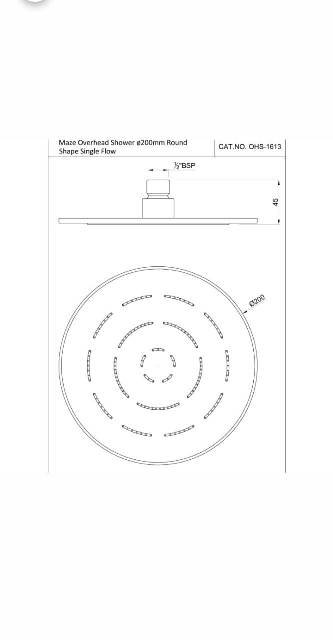 Maze Overhead Shower 200mm Round Shape Single Flow | Model : OHS-SSF-1613