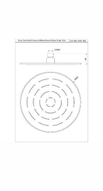 Maze Overhead Shower 240mm Round Shape Single Flow | Model : OHS-SSF-1623