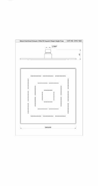 Maze Overhead Shower 240*240mm Square Shape Single Flow | Model : OHS-GBP-1629PD