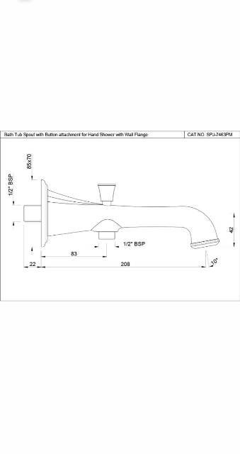 Bath Tub Spout With Button Attachment | Model : SPJ-BLM-7463PM