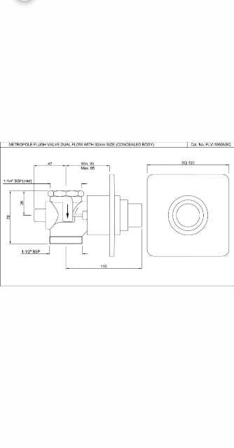 Metropole Flush Valve Dual Flow 32mm Size (Concealed Body) | Model : FLV-BLM-1085NSQ