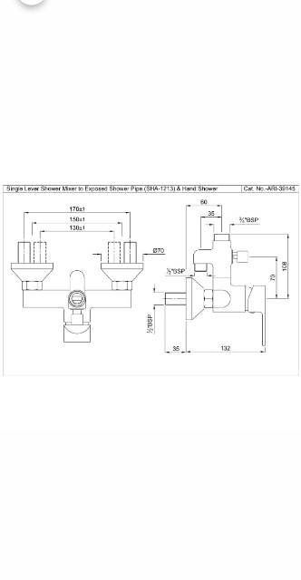 Single Lever Exposed Shower Mixer | Model : ARI-CHR-39145