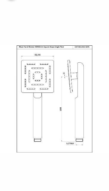 Maze Hand Shower 95*95mm Square Shape | Model : HSH-CHR-1655