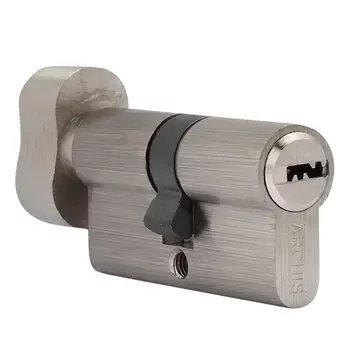 ARCHIS 60 MM KEY & KNOB CYLINDER (SN FINISH) ARCHIS Model: 60-KXL-SN/DK/E