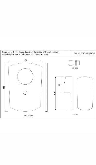 Single Lever 3-inlet Divertor Exposed Parts Kit | Model : KUP-GDS-35193PM