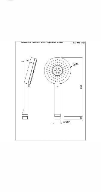 Hand Shower 105mm Round Shape Multi Flow | Model : HSH-CHR-1721