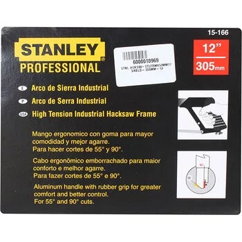 STANLEY HACKSAW-STLFRM,450MM-17 3/4,BLD-305MM-12 STANLEY Model: 15-166