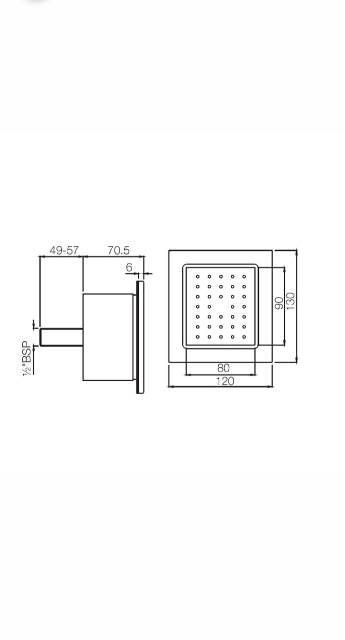 JAQUAR FAUCET BODY SHOWER 130X120MM RECTANGULAR SHAPE BSH-CHR-1771 JAQUAR FAUCET | Model: BSH-CHR-1771