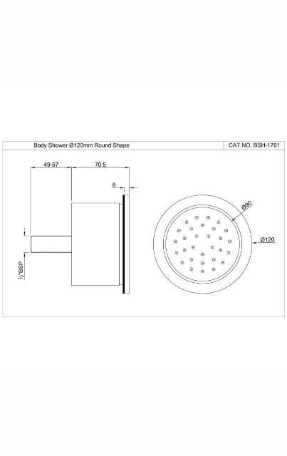 JAQUAR FAUCET BODY SHOWER 120MM DIA. ROUND SHAPE ABS BSH-CHR-1761 JAQUAR FAUCET | Model: BSH-CHR-1761