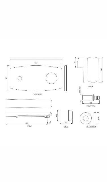 Exposed Part Kit Of Single Lever Basin Mixer Wall Mounted | Model : KUP-WHM-35233NKPM