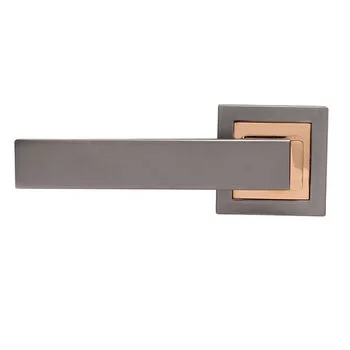 QUBA LEVER HANDLE Q 450 -ON ROSE 60 MM KEY & KNOB (RGPVD/BM) QUBA Model: Q-450-ORLK-RGPVD/BM