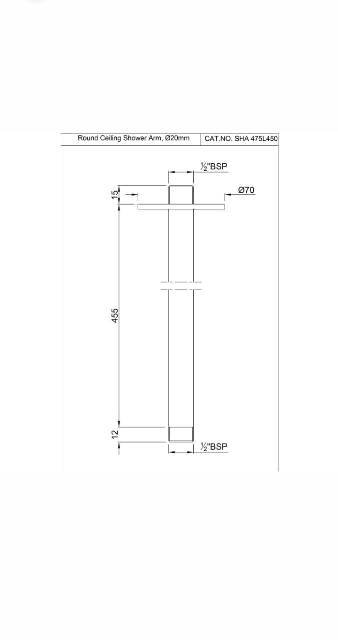 Shower Arm | Model : SHA-WHM-475L450