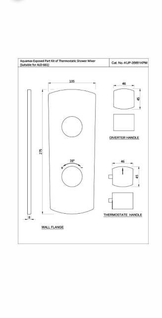 Aquamax Exposed Part Kit Of Thermostatic Shower Mixer | Model : KUP-GLD-35661KPM