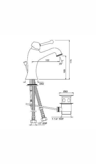 Single Lever Basin Mixer With Popup Waste | Model : QQP-CHR-7051BPM