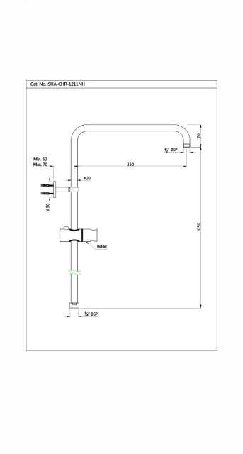 Exposed Shower Pipe With Hand Shower Holder | Model : SHA-GDS-1211NH