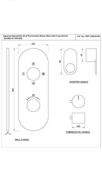 Aquamax Exposed Part Kit Of Thermostatic Shower Mixer | Model : ORP-ABR-10683PM