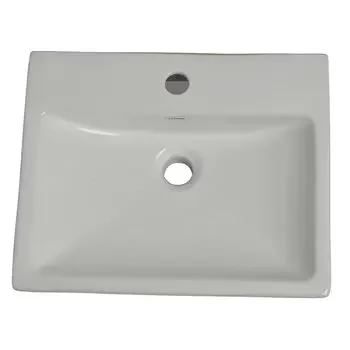 HINDWARE WB FABIO 45X37 - S.WHITE RECTANGULAR STAR WHITE GLOSSY VESSEL / TABLE TOP / COUNTER TOP HINDWARE | Model: 1010410SW