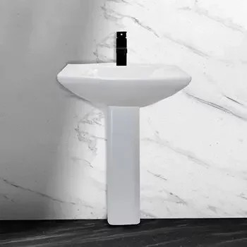 Glocera STUDIO- FP 2 Pc Full Pedestal Rectangle White, Ivory Glossy WALL HUNG BASIN / WALL MOUNT BASIN GLOCERA | Model: GG/FP/53002