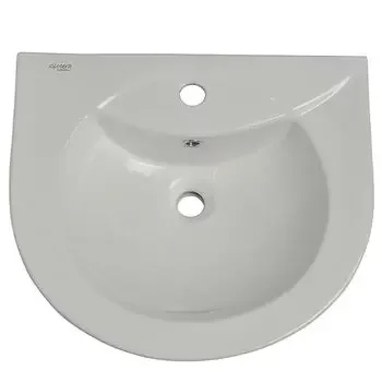 GLOCERA CLIPPER- BASIN 2 PC FULL PEDESTAL ROUND WHITE, IVORY GLOSSY WALL HUNG BASIN / WALL MOUNT BASIN GLOCERA Model: GG/WB/52004