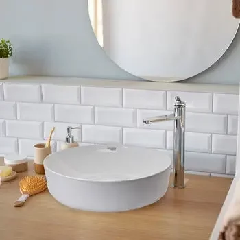 GLOCERA COSY WASH BASIN ROUND WHITE MATTE VESSEL / TABLE TOP / COUNTER TOP GLOCERA Model: GG/AB/62002